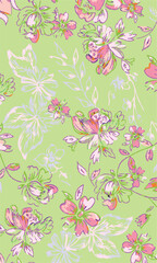 botanical floral vector seamless pattern with roses herbs and leaves big set background with flowers