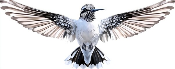 Detailed black and white hummingbird with intricate feathers, line art, empty coloring book page, elegant, high-quality, avian, grace::1 intricate details, delicate wings, natural beauty, agile
