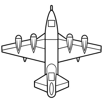 recommend clip art: military airplane outline coloring book page line art drawing
