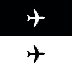 Top view black silhouette icon of commercial passenger airplane for aviation travel and flight symbol design © shine