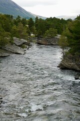 River Driva carves its path through a narrow gorge in the mountains south of Oppdal, Norway