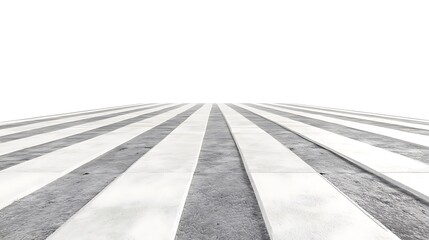 Urban Crosswalk Lines on Paved Street - 3D Render on White Background