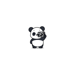 Cute panda with camera cartoon, vector illustration © Totostarkk9456