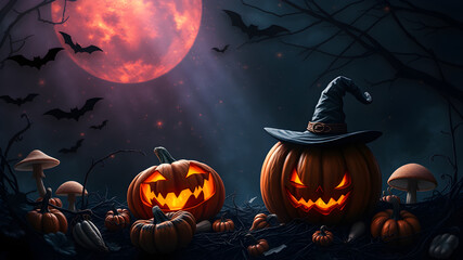halloween background with pumpkins