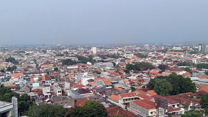 View of Semarang city from above which is filled with buildings