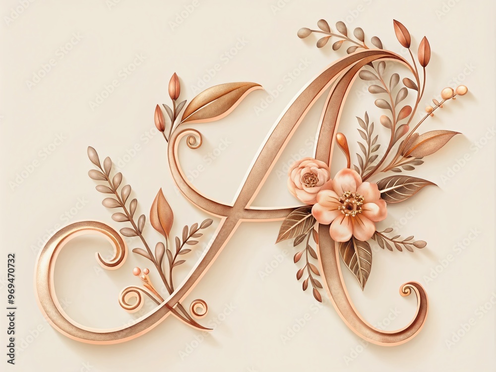 Fototapete elegant copperplate script renderings of the letter 