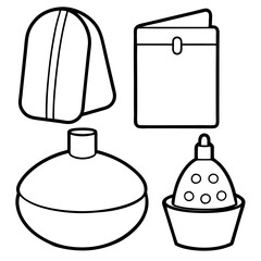 Obraz premium mini set of items outline coloring book page line art drawing