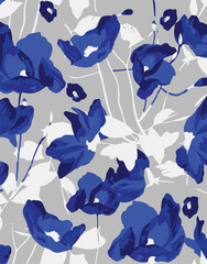 abstract, blooming flowers, motif arrangement with medium tone, all over vector design, background illustration digital image for wrapping paper or textile printing