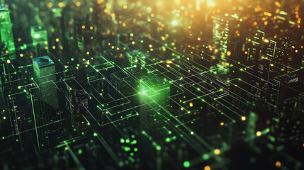 Smart digital city with connection cyber security network reciprocity over the cityscape . future smart wireless digital city and social media networking systems that connects people within the city