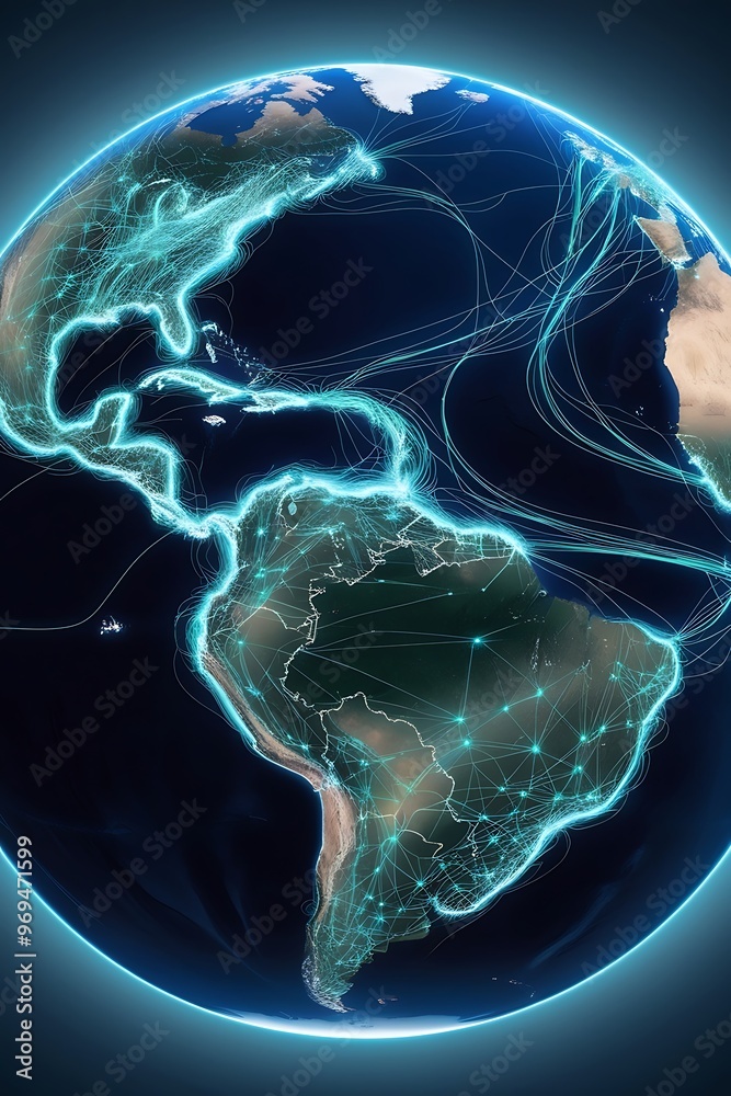 Wall mural Global structure networking and data connection concept. computer networks. Internet technology. Business. Science