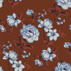 botanical floral vector seamless pattern with roses herbs and leaves big set background with flowers