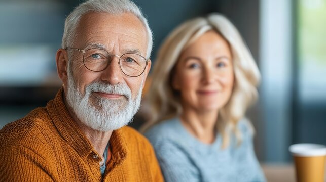 Senior couple learning about Alzheimer s care at a public health seminar, elderly Alzheimers care, caregiver support - Powered by Adobe