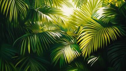 Tranquil Greenery. Palm Leaves, Dappled Light