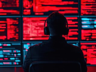 Forensic experts using AI tools to analyze a data breach, multiple screens showing results, cyber forensics, AI investigation