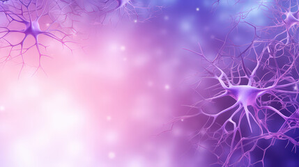 autism, Stroke, Epilepsy and alzheimer awareness, seizure disorder, stroke, ADHD, a world mental health day concept. Alzheimer banner with nerve cell , light purple background