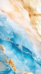 Naklejka premium Stunning abstract art featuring soft blue and gold tones, perfect for backgrounds, designs, and decorative purposes.