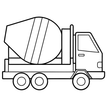 recommend clip art: mixing truck machine outline coloring book page line art drawing
