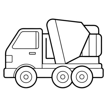 recommend clip art: mixing truck machine outline coloring book page line art drawing