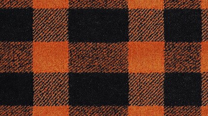Cozy orange and black plaid pattern perfect for autumn decor and fashion