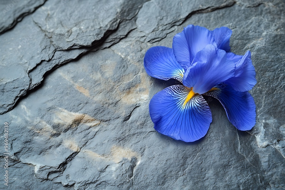 Poster blue flowers on wooden background