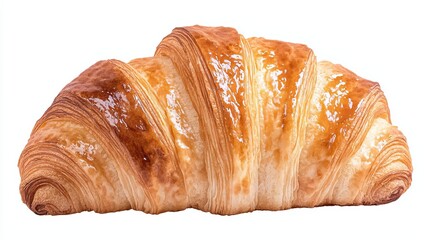 Watercolor croissant with delicate brush strokes, isolated on white background, soft shadows, elegant and balanced composition