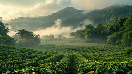 Fototapeta premium Tranquil Tea Plantation Landscape