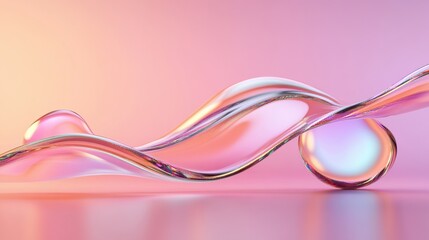 Naklejka premium Transparent liquid wave with pastel gradient background