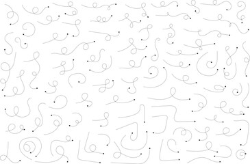 Hand drawn dotted arrows. Hand drawn freehand different curved lines, swirls arrows. Curved arrow line. Doodle, sketch style. Isolated Vector illustration.