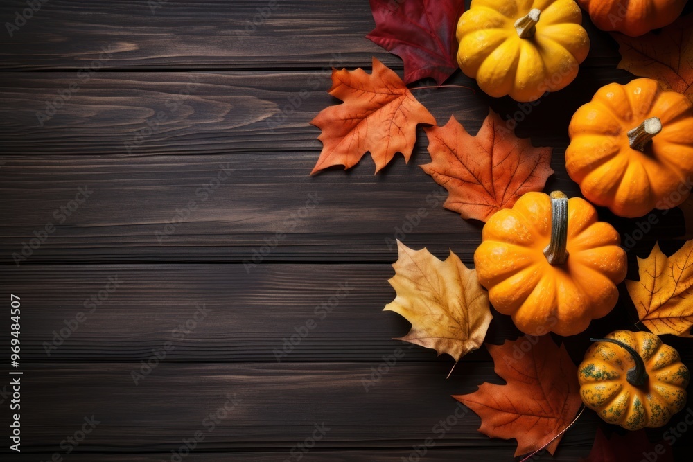 Wall mural Maple leaves Pumpkins pumpkin backgrounds.