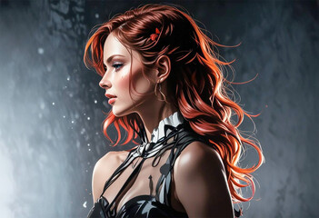 Fototapeta premium portrait of a woman with hair