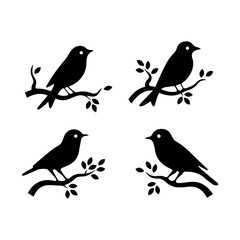 Collection of Black Bird Silhouettes: Vector Design Elements