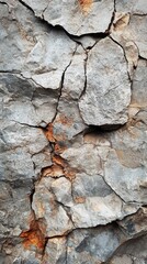 Obraz premium Cracked and Weathered Rock Surface with Orange Stains