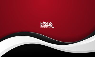 Iraq independence day background design with wavy white shape in 3d style on black and red background