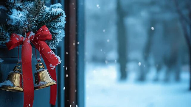 Elegant Christmas Bell Decoration on Door