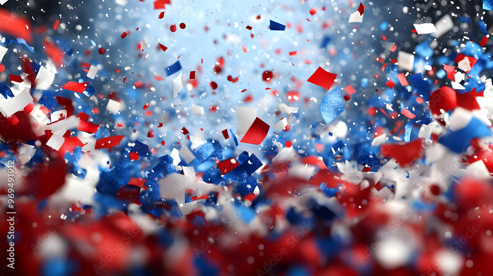 Canvas Prints Colorful confetti in red, white, and blue, creating a festive and celebratory atmosphere.