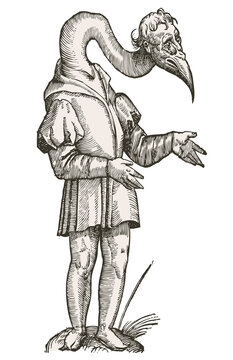 Middle age bird monster isolated on transparent background