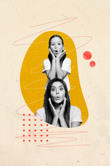 Composite trend artwork sketch image collage of family generation mother daughter sister together face grimace carefree relax rest fooling