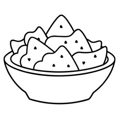 Fototapeta premium nachos with salsa outline coloring book page line art drawing