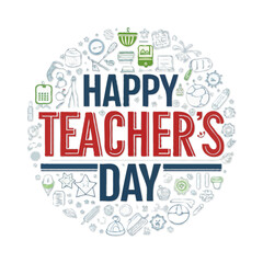 Naklejka premium Happy Teacher's Day With Element Vector Illustration Poster Design 