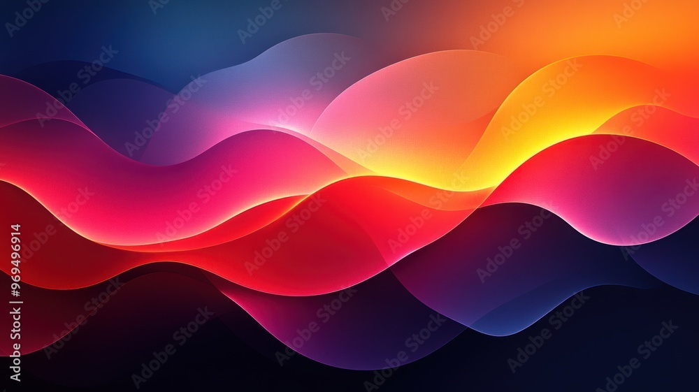 Poster abstract waves in vibrant colors, creating a dynamic visual flow.