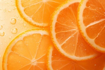 A refreshing close-up of citrus slices with droplets of water, ideal for health and freshness themes.