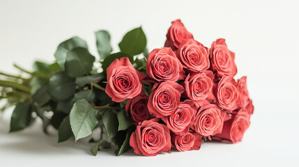 A bouquet of dark pink roses isolated on a white background