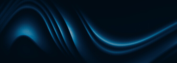 Dark blue abstract wave gradient background, social media banner poster design template, Simple elegant wallpaper texture