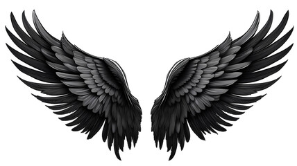 Obraz premium Black Wings. Transparent design element. Generative Image