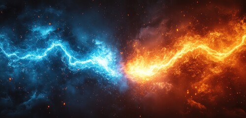 Naklejka premium Clash of Elements: Fire and Ice