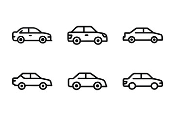 Car icon bundle set in a creative vector style