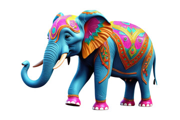 3D elephant cartoon, high quality, vibrant colors, isolated on a pure white background, ultra-realistic