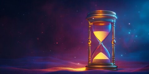 Hourglass on dark background with copy space.
