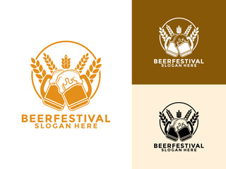 Beer Time logo vector, Bavaria brewery festival.oktoberfest logo Vector illustration