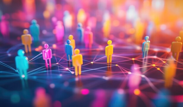 Abstract Network Connection with Colorful Figures.